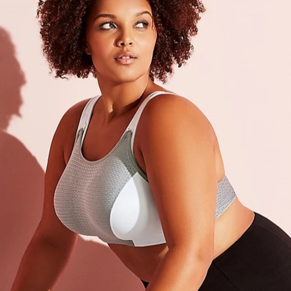 Glamorise Double Layer Custom High Impact Grey White Bra - 36DD